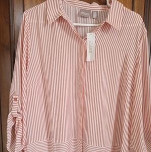 Chico's women Buttom-Down easy strips size 3